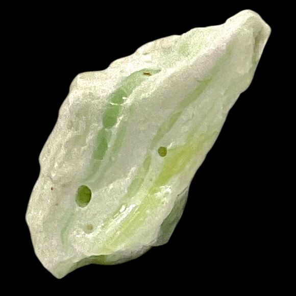 Green White Layered Art Glass Cullet Glowing Uranium Manganese Slag Glass #5GL42 - Picture 3 of 7